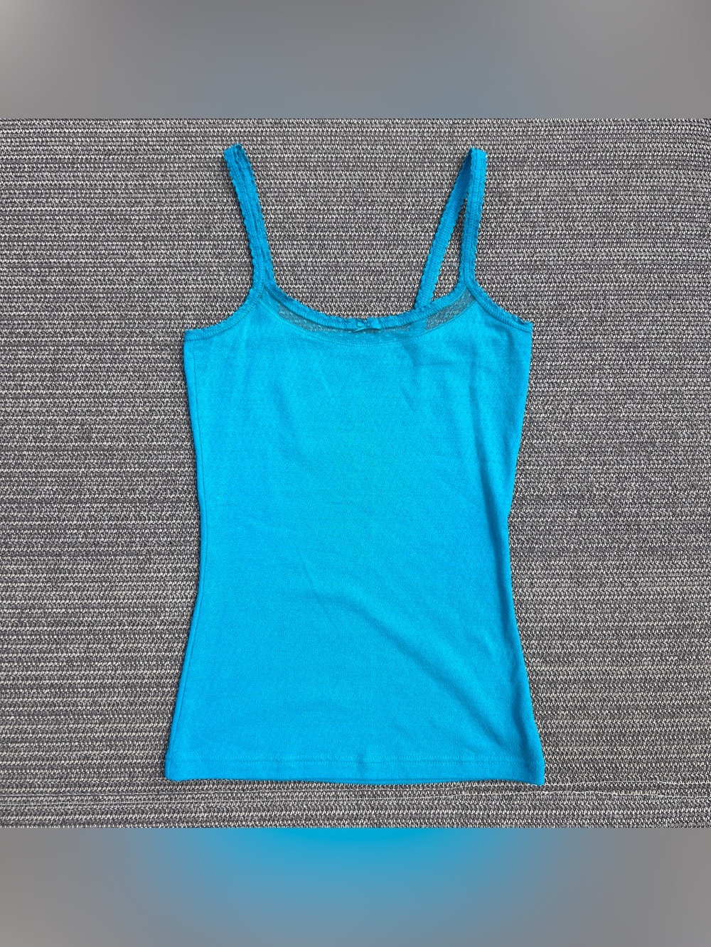 l.e.i. Y2K turquoise camisole tank top with lace trim - Sz S - Picture 6 of 6